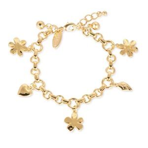 NWT Style & Co Flower, Heart & Leaf Shaky Charm Link Bracelet